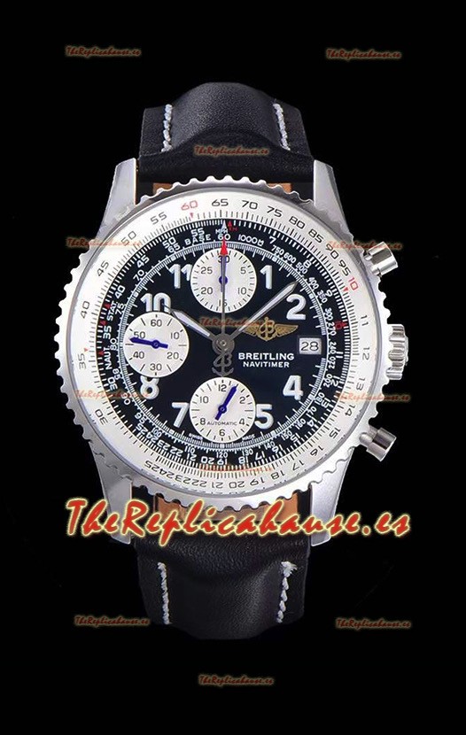 Breitling Navitimer Chronograph 41MM Reloj Réplica Suizo a Espejo 1:1 Caja de Acero 904L con Correa de Piel color Negro