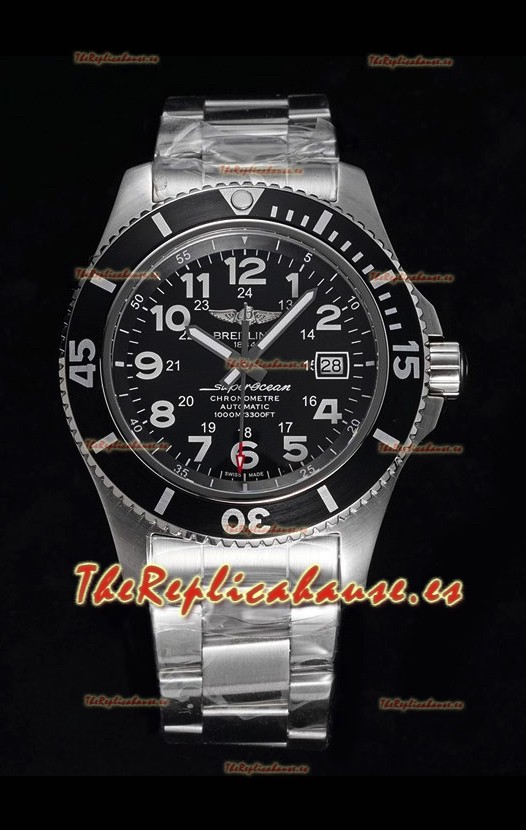 Breitling SuperOcean II 44mm 904L Caja Acero Reloj Réplica a Espejo 1:1 en Dial Negro