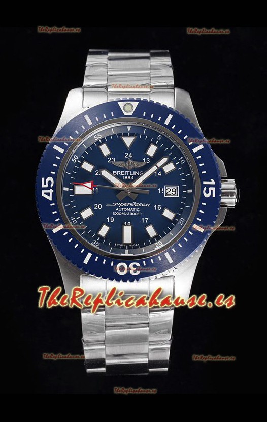 Breitling SuperOcean II 44mm 904L Caja Acero Reloj Réplica a Espejo 1:1 en Dial Azul
