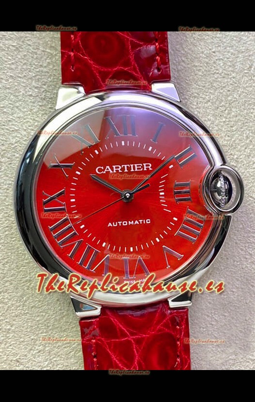Ballon De Cartier Reloj Suizo Automático Calidad a Espejo 1:1 36MM En Acero Inoxidable Dial Rojo