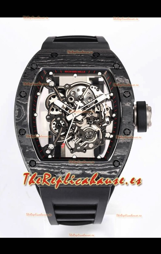 Richard Mille RM055 Caja Cerámica Negra Reloj Réplica a Espejo 1:1 Correa Negra