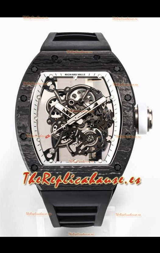 Richard Mille RM055 Caja Cerámica Negra Reloj Réplica a Espejo 1:1 Correa Negra