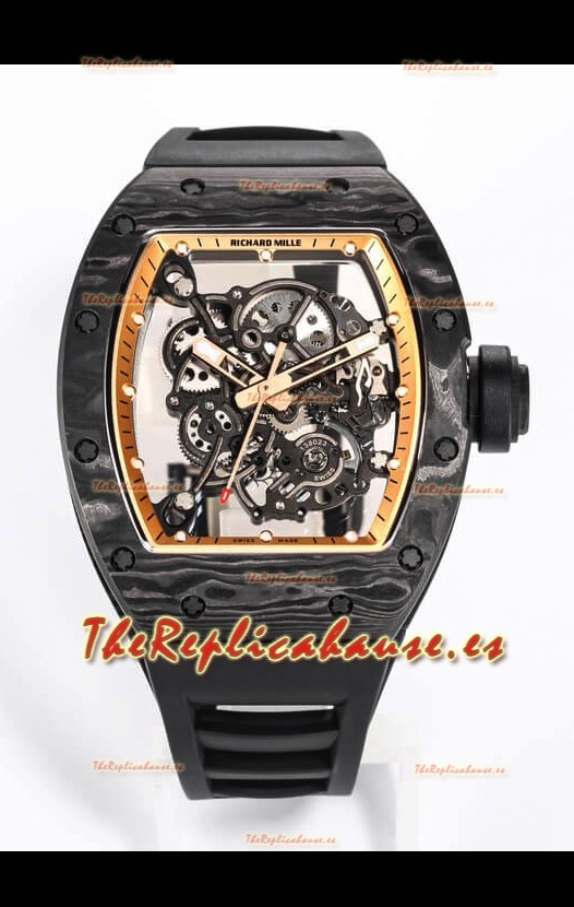 Richard Mille RM055 Caja Cerámica Negra Reloj Réplica a Espejo 1:1 Correa Negra