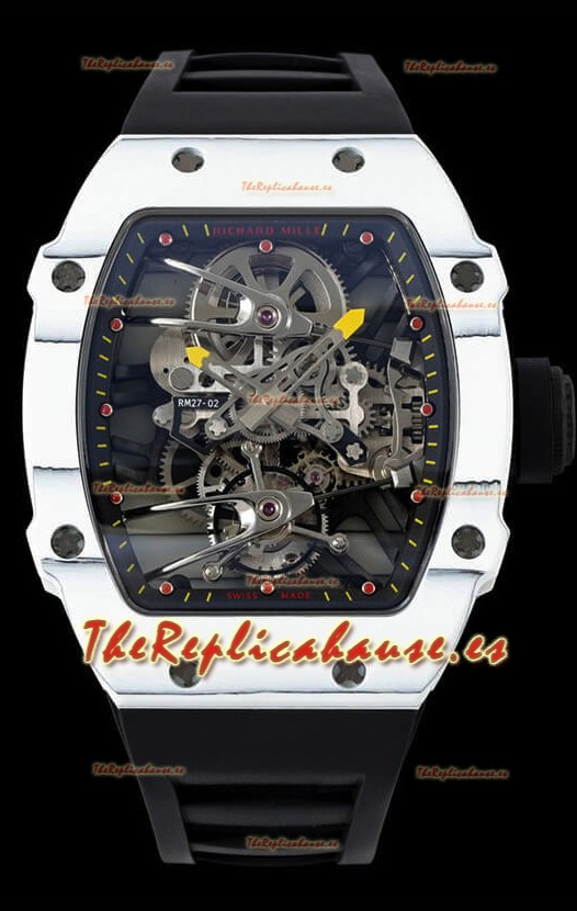 Richard Mille RM027-02 Rafael Nadal Genuino Movimiento Tourbillon Reloj Réplica a Espejo 1:1