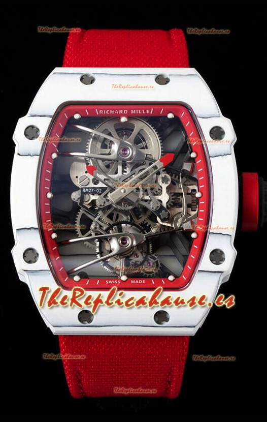 Richard Mille RM027-02 Rafael Nadal Genuino Movimiento Tourbillon Reloj Réplica a Espejo 1:1