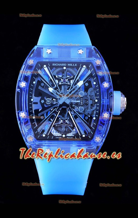 Richard Mille RM12-01 Caja de Zafiro con Genuino Movimiento Tourbillon Réplica Definitiva 1:1