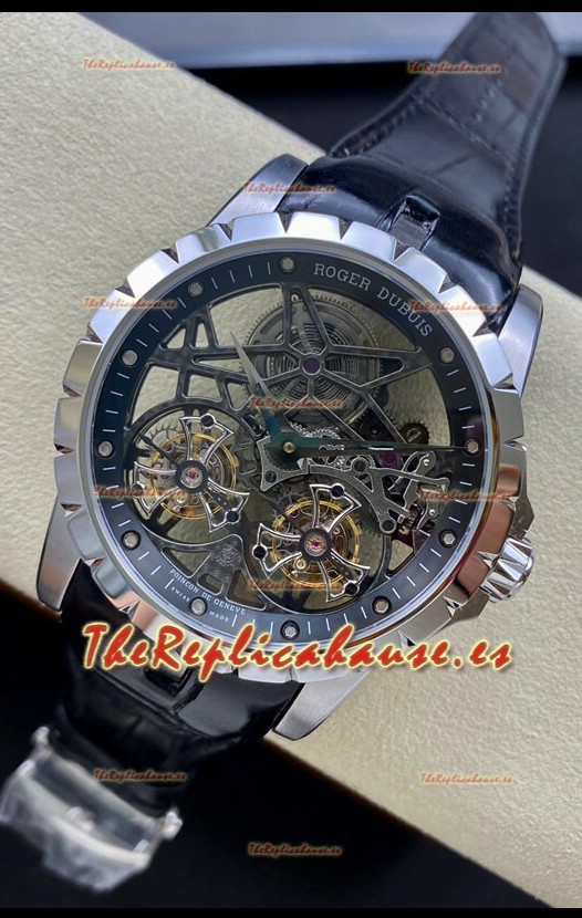 Roger Dubuis Excalibur Doble Tourbillon Reloj Réplica Suizo a Espejo 1:1 Caja Acero
