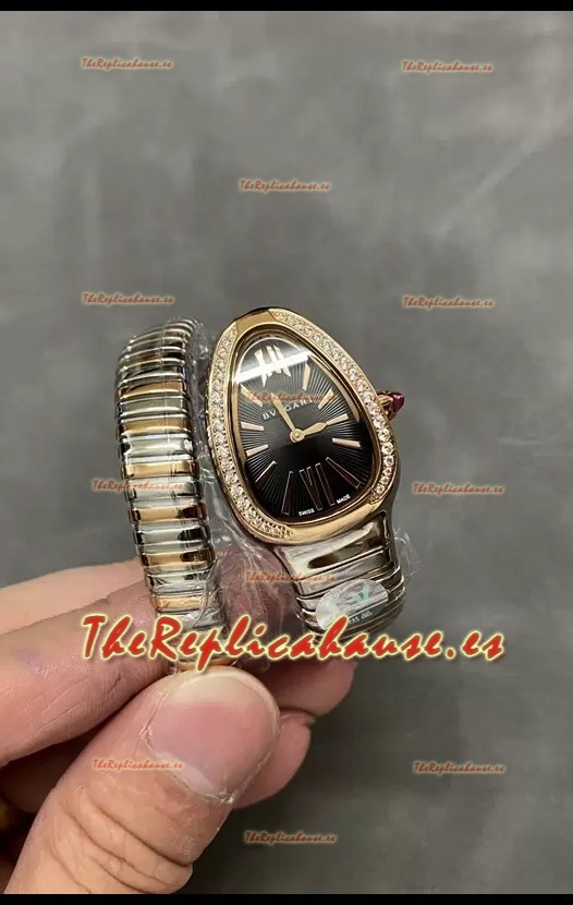 Bvlgari Edición Serpenti Reloj Caja Dos Tonos Bisel Diamantes en Calidad Espejo 1:1