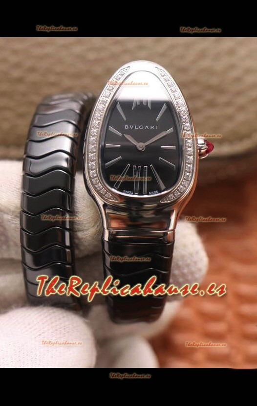 Bvlgari Edición Serpenti Reloj Réplica en Cerámica Negra Calidad a Espejo 1:1