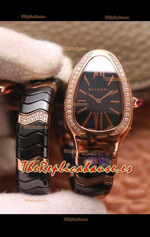 Bvlgari Edición Serpenti Reloj Réplica en Cerámica Negra Calidad a Espejo 1:1