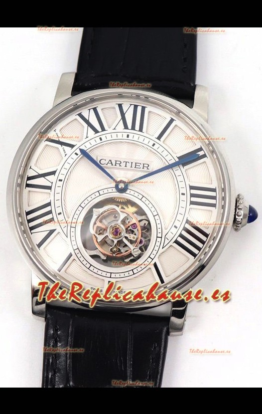 Rotonde De Cartier Flying Tourbillon Reloj Réplica Suizo en Caja de Acero