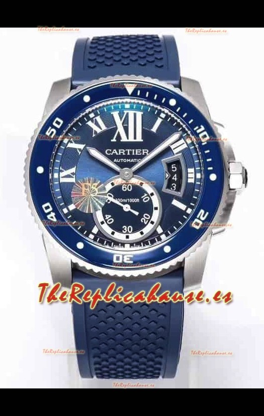Calibre De Cartier Reloj 42MM Dial Azul Caja Acero - Reloj Réplica Espejo 1:1