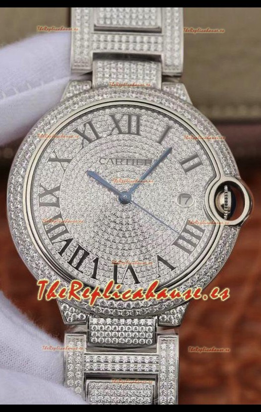 Ballon De Cartier Reloj Suizo Automático Caja y Bisel con Diamantes Incrustados - 42MM