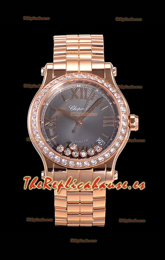 Chopard Happy Sport Reloj Réplica Suizo a espejo 1:1 36MM Caja en Oro Rosado