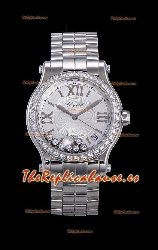 Chopard Happy Sport Reloj Réplica Suizo Automático a espejo 1:1 36MM Caja Acero 904L Dial Blanco