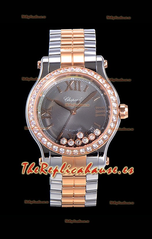Chopard Happy Sport Reloj Réplica Suizo Automático a espejo 1:1 36MM Caja en Oro Rosado de dos Tonos