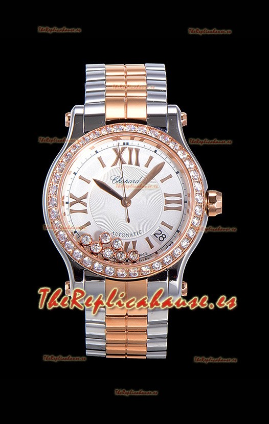 Chopard Happy Sport Reloj Réplica Suizo Automático a espejo 1:1 36MM Caja en Oro Rosado de dos Tonos