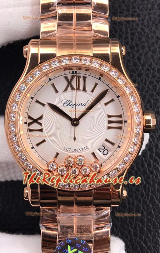 Chopard Happy Sport Reloj Réplica Suizo Automático a espejo 1:1 en Oro Rosado - 36MM Ancho