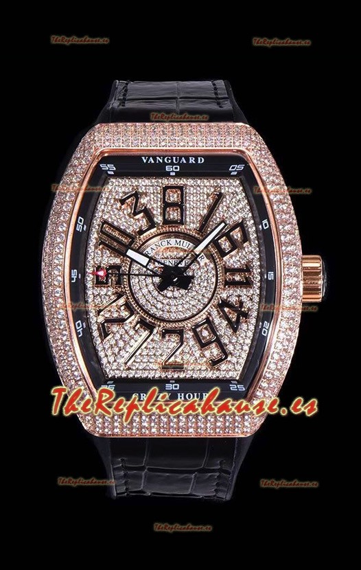 Franck Muller Vanguard Edición Crazy Hours chapado en Oro Rosado - Numerales Negros