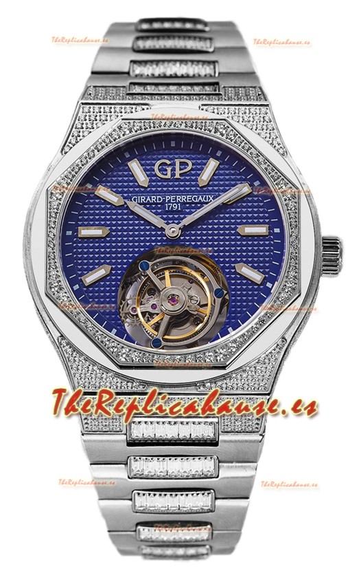 Girard Perregaux Laureato Tourbillon Espejo 1:1 Dial Azul Reloj Réplica Suiza 