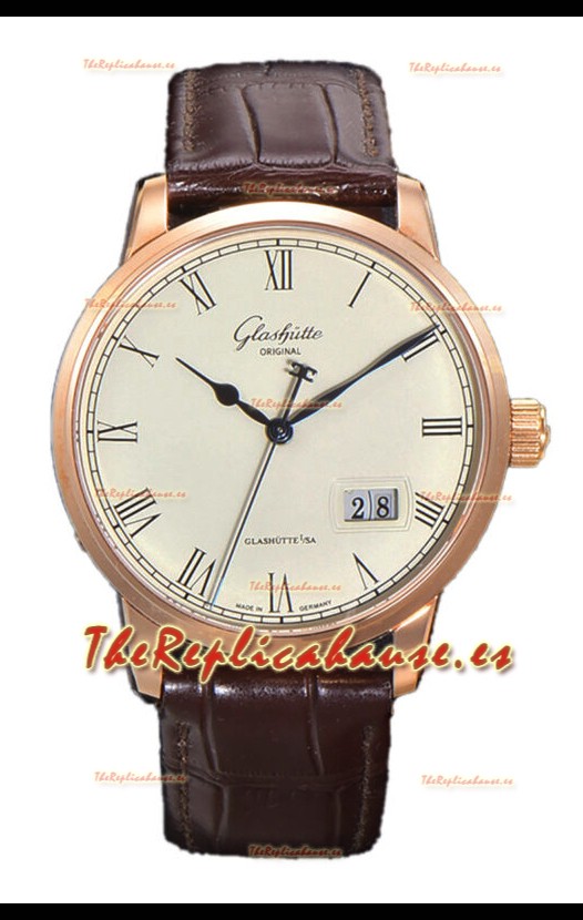 Glashütte Senator Excellence Panorama Date Oro Rosado Reloj Réplica Espejo 1:1 