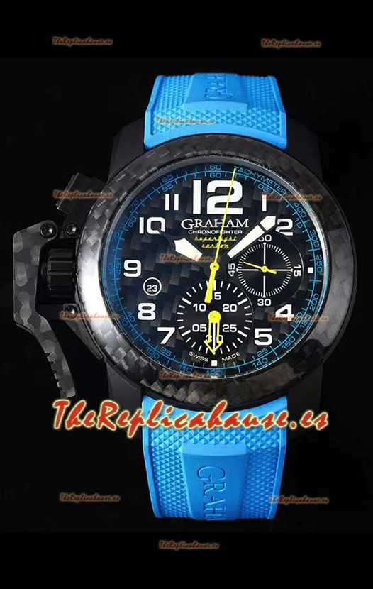 Graham Chronofighter Superlight Reloj Réplica Suizo a espejo 1:1 Carbon Azul 