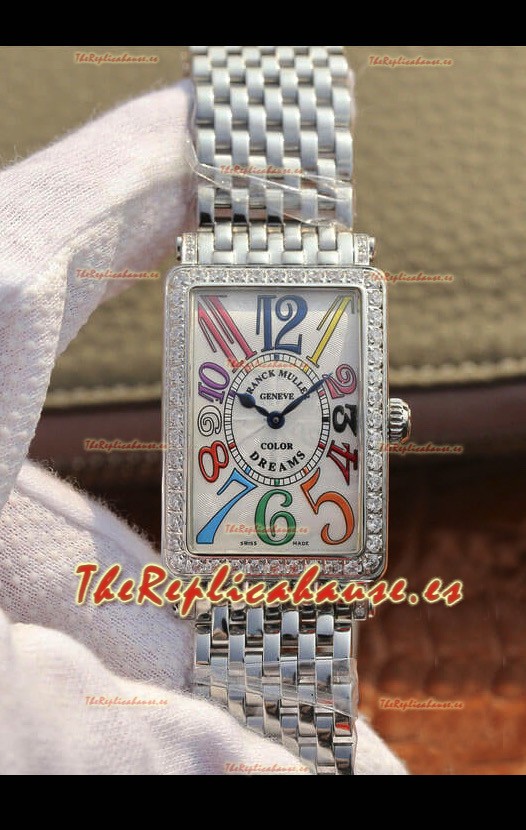 Franck Muller Long Island Reloj Suizo Acero Inoxidable con Movimiento de Cuarzo Suizo