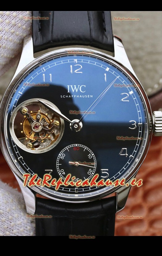 IWC Portuguese Genuino Movimiento Suizo Tourbillon en Dial Negro