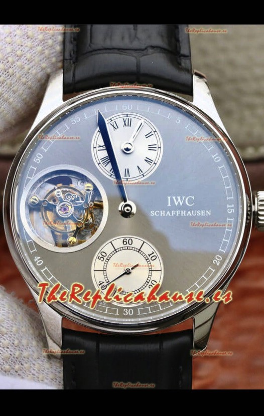 IWC Portuguese Genuino Movimiento Suizo Tourbillon en Dial Gris