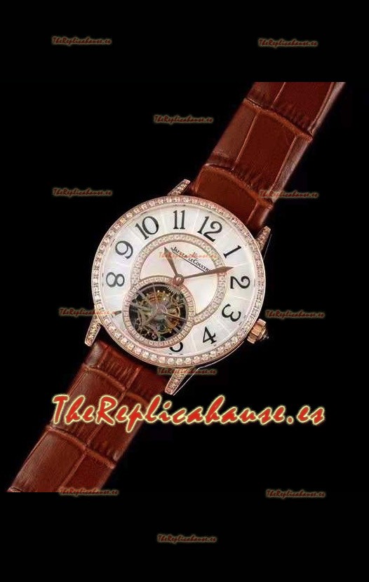 Jaeger LeCoultre RENDEZ-VOUZ Tourbillon Reloj Réplica Suizo calidad Espejo 1:1 en Caja de Oro Rosado