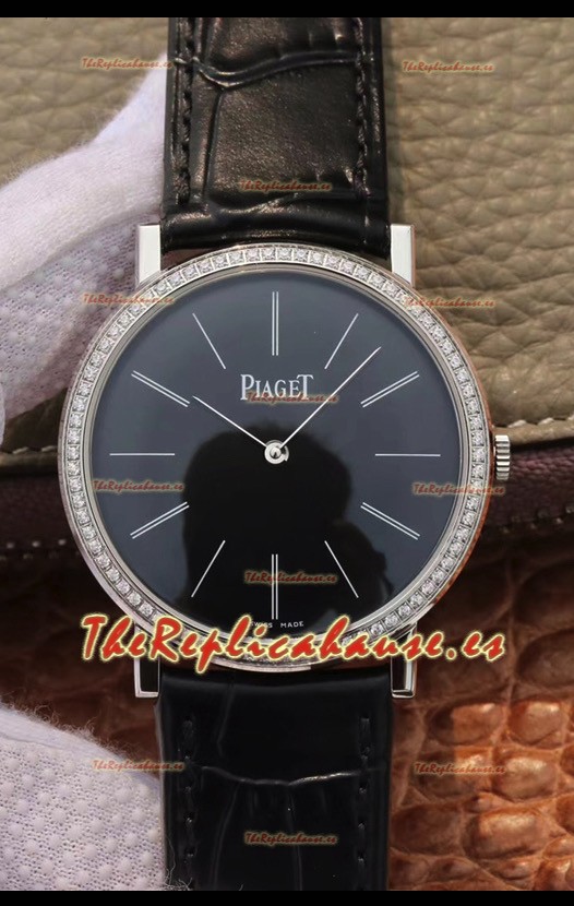 Piaget Altiplano G0A29113 Reloj Réplica Suizo a espejo 1:1 Dial NegroDiamonds Bezel 