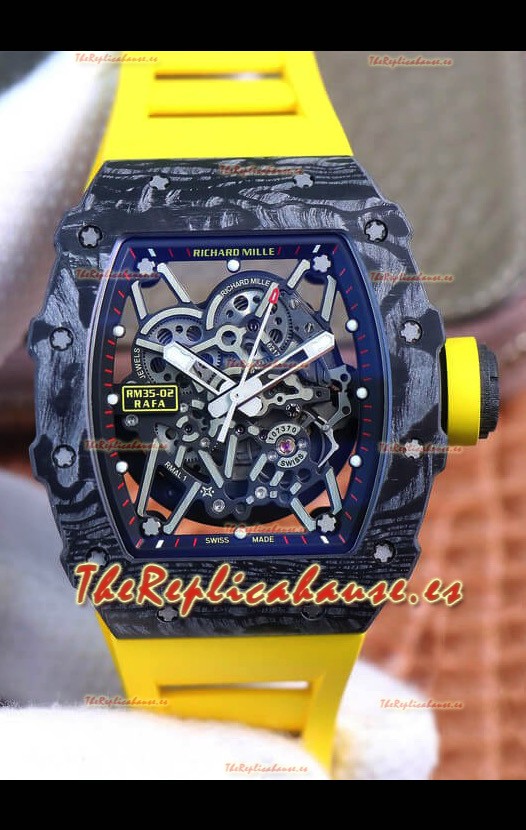 Richard Mille RM35-02 Rafael Nadal Caja Carbono Forjado con Correa Amarilla - Super Calidad Suiza 1:1