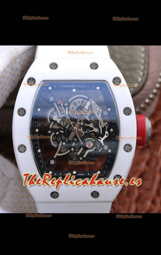 Richard Mille RM055 Caja Cerámica Reloj Réplica a espejo 1:1 Correa Blanca