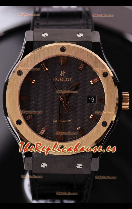 Hublot Classic Fusion Caja Cerámica Bisel Oro Rosado Reloj Superclone 42MM
