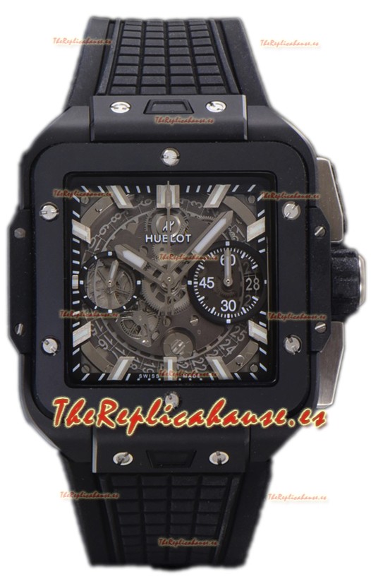 Hublot Square Bang Unico Caja en Cerámica Negra Reloj Cronógrafo Réplica Espejo 1:1