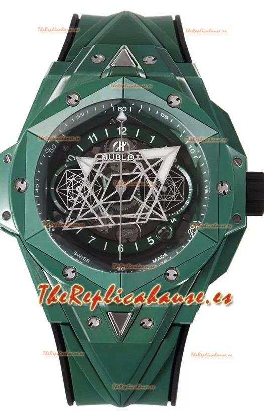 Hublot Big Bang UNICO Sang Bleu II Cerámica Verde Reloj Réplica Suizo Calidad Espejo 1:1