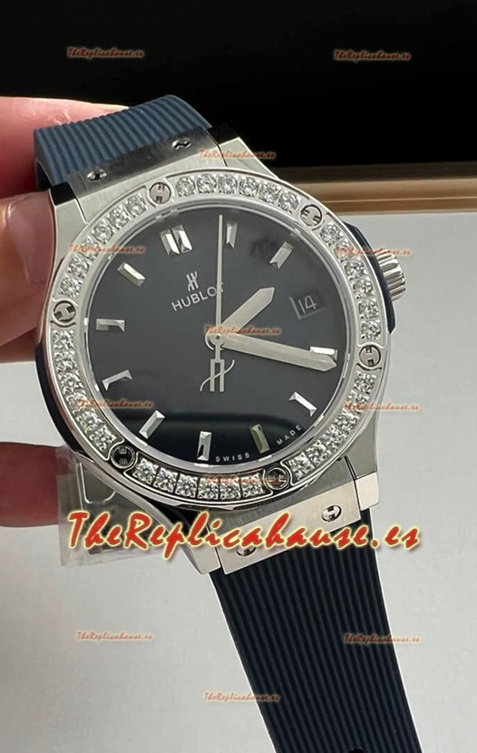 Hublot Classic Fusion Acero Inoxidable 33MM Dial Azul Reloj Movimiento Cuarzo Suizo Calidad Espejo 1:1