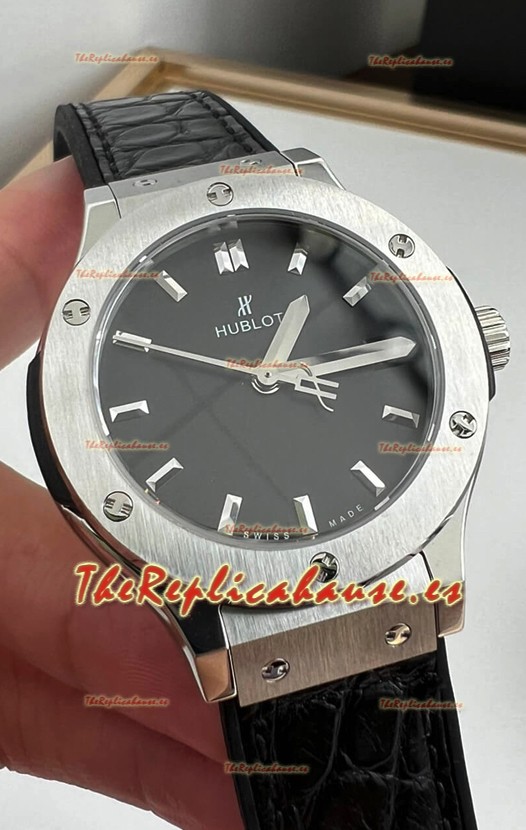 Hublot Classic Fusion Acero Inoxidable 33MM Dial Negro Reloj Movimiento Cuarzo Suizo Calidad Espejo 1:1