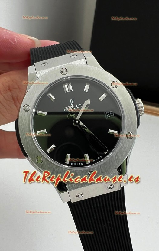 Hublot Classic Fusion Acero Inoxidable 33MM Dial Negro Reloj Movimiento Cuarzo Suizo Calidad Espejo 1:1