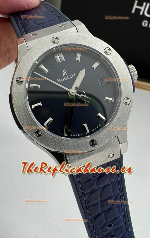 Hublot Classic Fusion Acero Inoxidable 33MM Dial Azul Reloj Movimiento Cuarzo Suizo Calidad Espejo 1:1