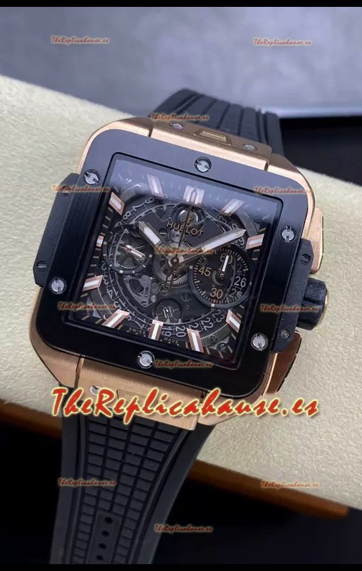 Hublot Square Bang Unico Oro Rosadto Titanio Reloj Cronógrafo Réplica a Espejo 1:1