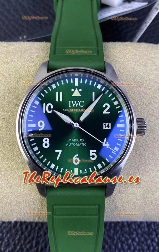 IWC Pilot MARK Series IW328205 Reloj Réplica Suizo Espejo 1:1 Dial Verde con Correa de Goma