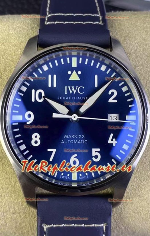 IWC Pilot MARK XX Series IW328203 Reloj Réplica Suizo a Espejo 1:1 en Dial Azul y Correa de Piel