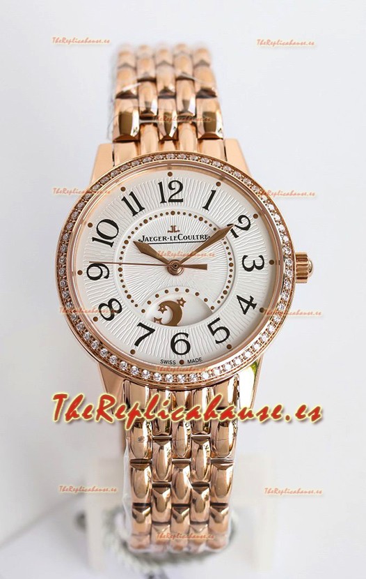 Jaeger-LeCoultre Rendez-Vous Acero Dia y Noche Reloj Suizo Réplica Espejo 1:1 Oro Rosado