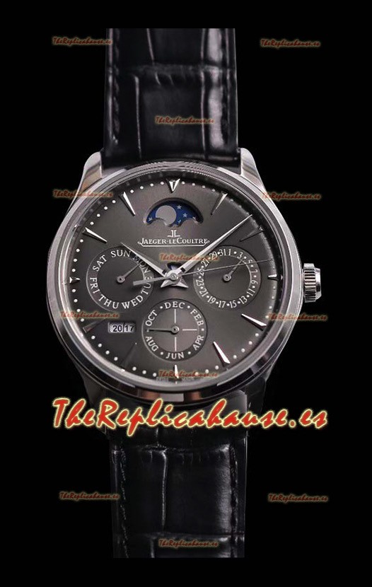 Jaeger LeCoultre Master Ultra Fino Perpetual Reloj Réplica Suizo en Dial Gris 