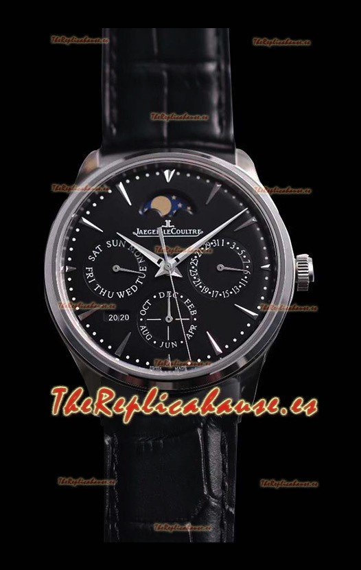 Jaeger LeCoultre Master Ultra Fino Perpetual Reloj Réplica Suizo en Dial Negro 
