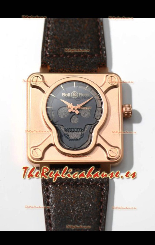 Bell & Ross BR03-92 Edición Calavera Caja de Bronce Calavera Gris sobre Capa Gris Reloj Réplica Suizo