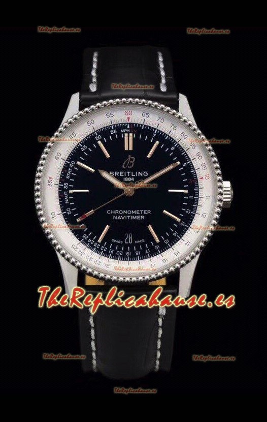 Breitling Navitimer 1 Automatic Reloj Réplica Suizo Dial en Negro - Correa de Piel