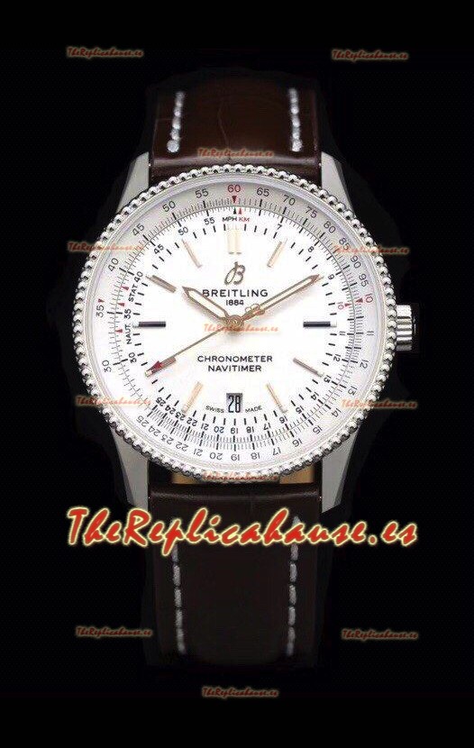 Breitling Navitimer 1 Automatic Reloj Réplica Suizo Dial en Blanco - Correa de Piel