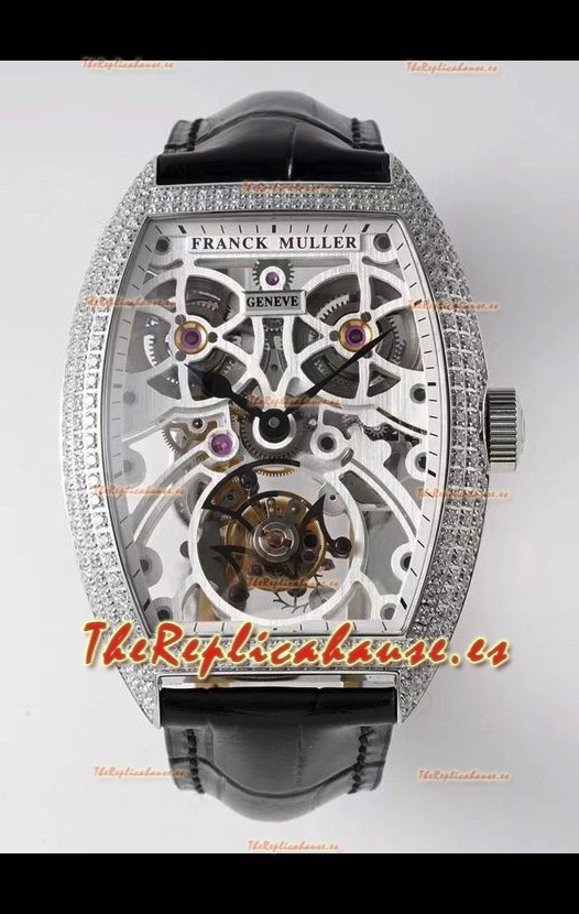 Franck Muller Edición Fast Tourbillon Reloj Réplica Suizo a Espejo 1:1 Caja en Diamantes